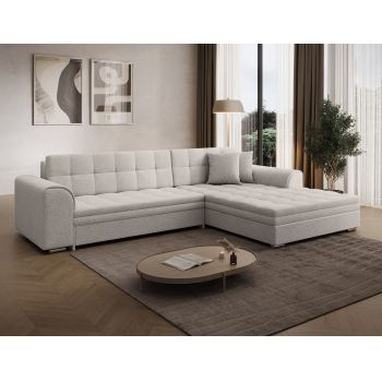 Coltar extensibil dreapta 4 locuri ELTAP, Sorento, 296x194x78 cm, lemn/poliester, alb murdar