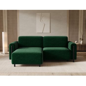 Coltar extensibil stanga 3 locuri ELTAP, LT-BL-35AMO, Acossta, 244x154x95 cm, lemn/poliester, verde inchis/negru