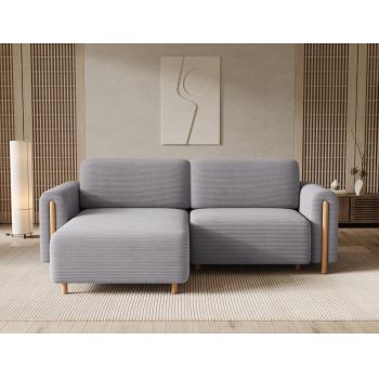 Coltar extensibil stanga 3 locuri ELTAP, LT-O-03JAR, Acossta, 244x154x95 cm, lemn/poliester, gri/natur