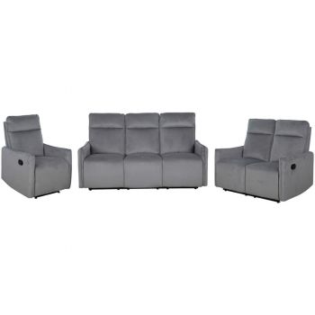 Set Canapea Și Fotolii, textil, gri închis
