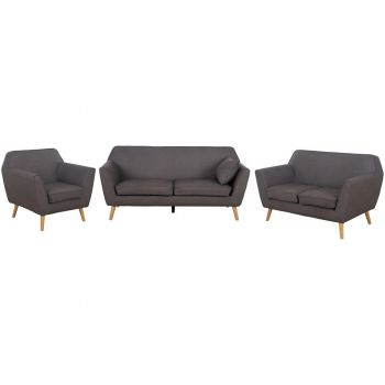 Set Canapea Și Fotolii, textil, gri închis