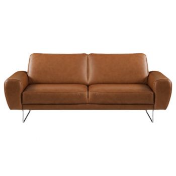 Canapea Cu 2 Locuri, piele, culoare crom, coniac