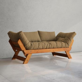 Canapea de gradina cu 2 locuri, Hanah Home, CPT8125-210, Teak / Cămilă