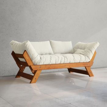 Canapea de gradina cu 2 locuri, Hanah Home, CPT8130-210, Teak / Alb