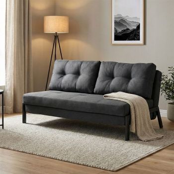 Canapea extensibila 2 locuri, Fancy, Gri inchis, 150x92x77 cm