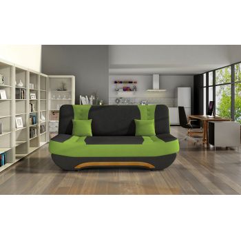 Canapea extensibila 3 locuri ELTAP, Ewa II, 189x90x88 cm, lemn/poliester, negru/verde deschis