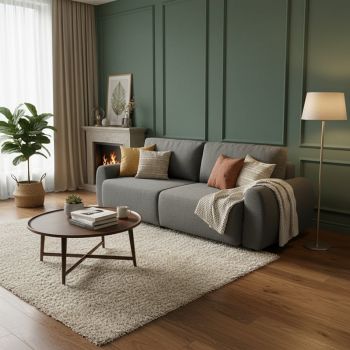 Canapea extensibila 3 locuri, Hungie, Gri, 250x92x89 cm