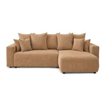 Colțar Extensibil LIVIGNO, cu ladă de depozitare, șezlong interschimbabil, 271x153x95 cm, Caramel - Outlet