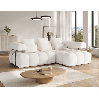 Coltar extensibil dreapta 3 locuri ELTAP, Levvi, 260x184x102 cm, lemn/poliester, alb