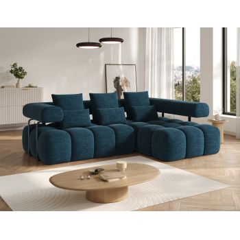 Coltar extensibil dreapta 3 locuri ELTAP, Levvi, 260x184x102 cm, lemn/poliester, albastru inchis