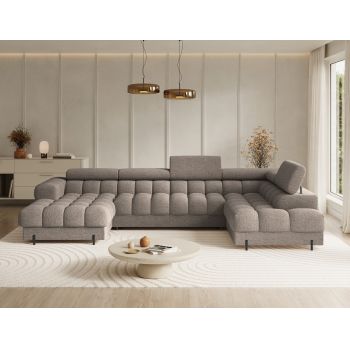 Coltar extensibil dreapta 3 locuri ELTAP, RT-20ROY, Feraria, 358x202x93 cm, lemn/poliester, bej inchis