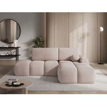 Coltar extensibil dreapta 3 locuri ELTAP, Vittario, 227x170x95 cm, lemn/poliester, maro deschis