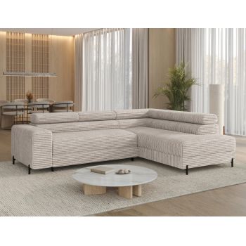 Coltar extensibil dreapta 5 locuri ELTAP, Colesio, 274x200x93 cm, lemn/poliester, alb murdar