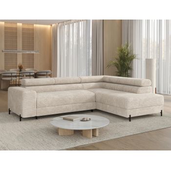 Coltar extensibil dreapta 5 locuri ELTAP, Colesio, 274x200x93 cm, lemn/poliester, bej