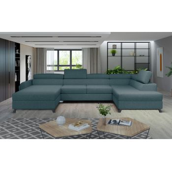 Coltar extensibil dreapta 5 locuri ELTAP, Jos-44, Josette, 370x190x98 cm, lemn/poliester, albastru