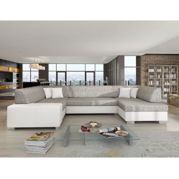 Coltar extensibil dreapta 6 locuri ELTAP, Hv02, Havana, 322x204x72 cm, lemn/poliester, gri/alb