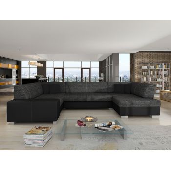 Coltar extensibil dreapta 6 locuri ELTAP, Hv03, Havana, 322x204x72 cm, lemn/poliester, gri inchis/negru