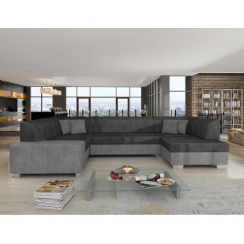 Coltar extensibil dreapta 6 locuri ELTAP, Hv23, Havana, 322x204x72 cm, lemn/poliester, gri inchis/gri