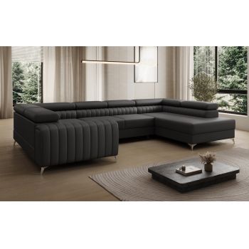 Coltar extensibil dreapta 6 locuri ELTAP, RT-11SOF, Louis, 347x202x92 cm, lemn/poliester, negru