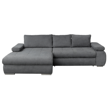 Coltar extensibil INFINITY, cu arcuri si lada depozitare, colt stanga, gri, 295x177x90 cm