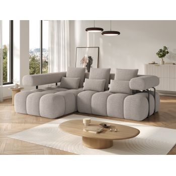 Coltar extensibil stanga 3 locuri ELTAP, Levvi, 260x184x102 cm, lemn/poliester, bej inchis