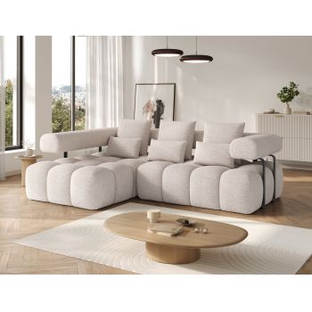 Coltar extensibil stanga 3 locuri ELTAP, Levvi, 260x184x102 cm, lemn/poliester, bej