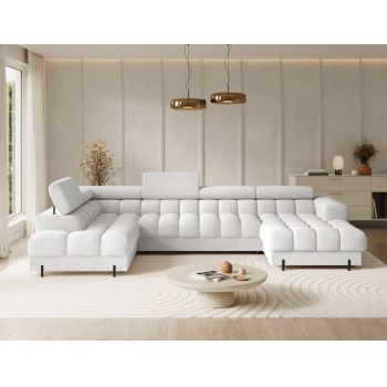 Coltar extensibil stanga 3 locuri ELTAP, LT-01ROY, Feraria, 358x202x93 cm, lemn/poliester, alb