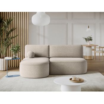 Coltar extensibil stanga 3 locuri ELTAP, LT-18ROY, Livosa, 220x144x93 cm, lemn/poliester, bej inchis