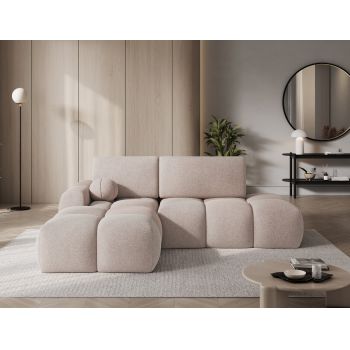 Coltar extensibil stanga 3 locuri ELTAP, Vittario, 227x170x95 cm, lemn/poliester, maro deschis