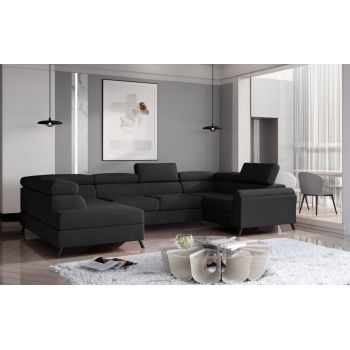 Coltar extensibil stanga 4 locuri ELTAP, Esc-24, Escada, 336x200x92 cm, lemn/poliester, negru