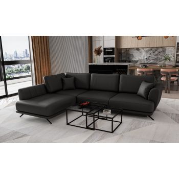 Coltar extensibil stanga 4 locuri ELTAP, LT-11SOF, Larde, 286x191x90 cm, lemn/poliester, negru