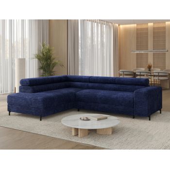 Coltar extensibil stanga 5 locuri ELTAP, Colesio, 274x200x93 cm, lemn/poliester, albastru inchis