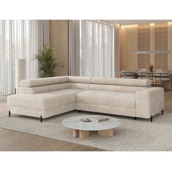 Coltar extensibil stanga 5 locuri ELTAP, Colesio, 274x200x93 cm, lemn/poliester, bej