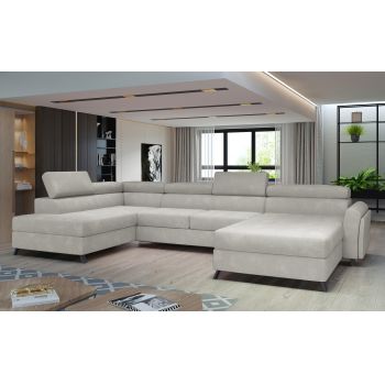 Coltar extensibil stanga 5 locuri ELTAP, Jos-06, Josette, 370x190x98 cm, lemn/poliester, bej