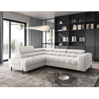 Coltar extensibil stanga 5 locuri ELTAP, LT-01AMO, Ferucce, 276x200x93 cm, lemn/poliester, alb
