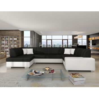 Coltar extensibil stanga 6 locuri ELTAP, Hv19, Havana, 322x204x72 cm, lemn/poliester, gri antracit/alb