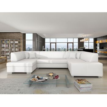 Coltar extensibil stanga 6 locuri ELTAP, Hv20, Havana, 322x204x72 cm, lemn/poliester, alb