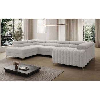 Coltar extensibil stanga 6 locuri ELTAP, LT-01ROY, Louis, 347x202x92 cm, lemn/poliester, alb