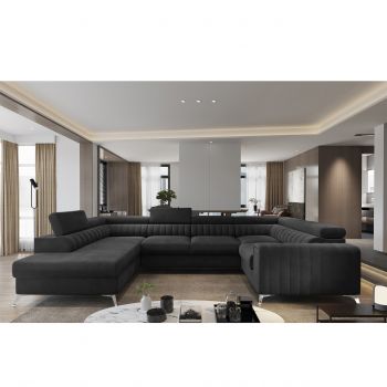 Coltar extensibil stanga 6 locuri ELTAP, LT-06VE, Louis, 347x202x92 cm, lemn/poliester, gri antracit