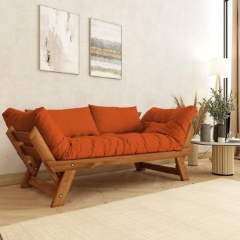 Canapea extensibila 2 locuri, Hanah Home, CPT8172-210, Tec / Portocaliu