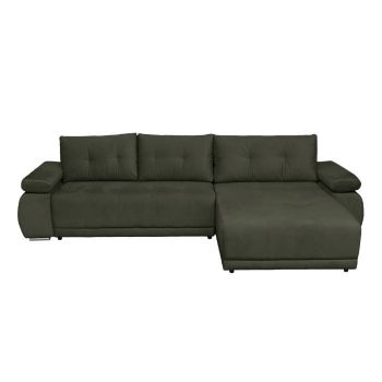 Coltar extensibil SAINT TROPEZ, cu arcuri si lada depozitare, colt interschimbabil, verde, 315x204x85 cm