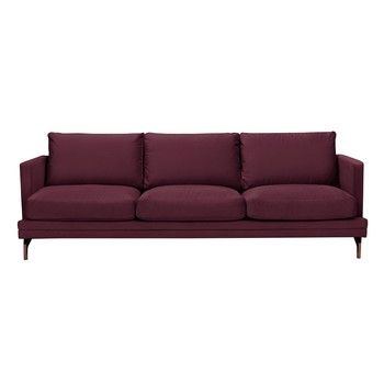 Canapea cu 3 locuri și picioare metalice aurii Windsor & Co Sofas Jupiter, roşu bordeaux