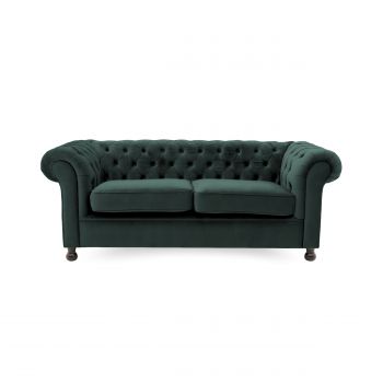 Canapea Fixa tapitata cu stofa, 3 locuri Chesterfield Petrol Verde, l195xA88xH73 cm