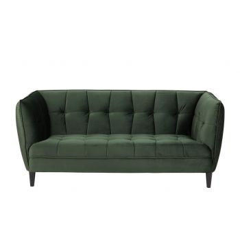 Canapea fixa tapitata cu stofa, 2,5 locuri Jonna Velvet Verde Inchis / Negru, l182xA82xH80 cm