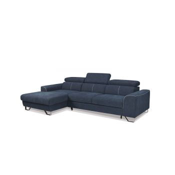 Coltar Astino Small Extensibil cu Arcuri Ondulate si Spuma Poliuretanica, Sezlong pe Stanga, Suprafata de Dormit 225x123 cm, cu Lada de Depozitare, Tetiere Reglabile, l280xA170xH77-95 cm