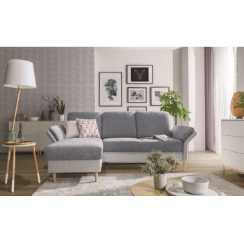 Coltar Sorimas Extensibil cu Arcuri Ondulate si Spuma Poliuretanica, Sezlong pe Stanga, Suprafata de Dormit 190x120 cm, cu Lada de Depozitare, Tetiera si Cotiere Reglabile, l226xA155xH96 cm