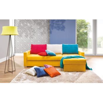 Coltar Tewes Extensibil cu Arcuri Ondulate si Spuma Poliuretanica, Sezlong pe Dreapta, Suprafata de Dormit 202x144 cm, cu Lada de Depozitare, Perne Incluse, l226xA156xH83 cm