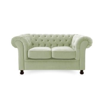 Canapea 2 locuri Vivonita Chesterfield, verde deschis