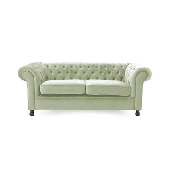 Canapea 3 locuri Vivonita Chesterfield, verde deschis