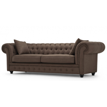 Canapea fixa tapitata cu stofa, 3 locuri Chesterfield All Maro, l216xA95xH76 cm